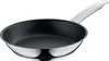 A stainless steel frying pan with a black non-stick interior and a silver handle, shown against a white background. Anteprima dell’immagine prodotto