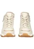 A pair of beige high-top sneakers with brown soles and white laces, presented against a white background. Produktbild-Vorschau