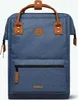 A blue rucksack with brown leather accents is shown against a white background. Voir les images du produit