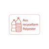 A graphic showing two bottles and text indicating the material is recycled polyester. Produktbild-Vorschau