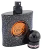 Parfumflasche Black Opium Eau de Parfum Intense von YSL mit glitzerndem Design, kupferfarbener Mitte und Kappe daneben. Náhled obrázku produktu