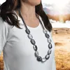 Steuer Modeschmuck Kette Metall 97cm grau Glasstein Produktbild-Vorschau 4