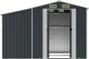 Front view of a dark gray metal shed with the double doors open. Náhľad obrázku produktu