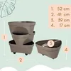 A diagram showing stacked planters with dimensions indicated by numbers and measurements. Produktbild-Vorschau