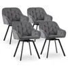 Four gray velvet dining chairs with black legs are arranged on a white background. Produktbild-Vorschau