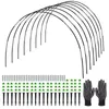 A set of garden tunnel hoops, stakes, and gloves arranged on a white background. Voir les images du produit