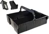 A black plastic organizer box with a handle and two separate black plastic inserts, shown against a white background. Podgląd zdjęcia produktu