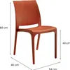 A studio shot of an orange chair with dimensions indicated by lines and text. Voir les images du produit