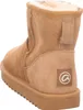A close-up rear view of a brown boot. Voir les images du produit