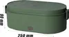 A green electric lunchbox is shown with dimensions indicated. Produktbild-Vorschau