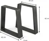 Two black metal table legs with dimensions indicated by measurement lines and text. Náhled obrázku produktu