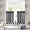 Kitchen sink area with curtains over the window. Voir les images du produit