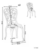 Diagram showing the dimensions of a garden chair, with a second chair shown in the background with a weight limit. Náhled obrázku produktu