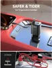 A car's center console with a phone charging via a car charger and a separate image showing tangled charging cables. Produktbild-Vorschau