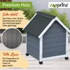 A dog house with promotional text and a logo. Produktbild-Vorschau