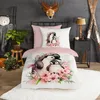 A child's bedroom with a bed dressed in penguin-themed bedding. Produktbild-Vorschau