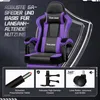 A gaming chair with feature callouts at the bottom. Produktbild-Vorschau