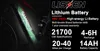 Close-up of an e-bike battery with marketing text and specifications. Produktbild-Vorschau