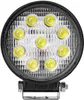 A round LED work light with a black bezel and a silver mounting bracket. Anteprima dell’immagine prodotto