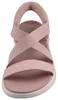 Das Bild zeigt eine rosa Sandale die von der Seite betrachtet wird. Die Sandale hat einen schlichten und eleganten Stil mit einem breiten Riemen. Produktbild-Vorschau