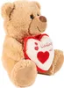 BRUBAKER Teddy Plüschbär mit Herz Rot Beige - Produktbild-Vorschau 2