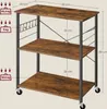 VASAGLE Küchenwagen mit 3 Ebenen, 6 Haken, 40 x 80 x 89 cm, Produktbild-Vorschau 2