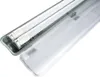 A close-up, angled view of an open LED light fixture with two fluorescent-style LED tubes inside. Produktbild-Vorschau