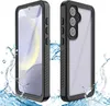 Two views of a black and clear phone case with water splashing around it. Produktbild-Vorschau
