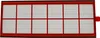 A rectangular air filter with a red frame and white filter material, divided into multiple sections by red lines. Produktbild-Vorschau
