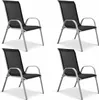 Four black outdoor chairs with silver metal frames are arranged in a grid on a white background. Anteprima dell’immagine prodotto