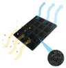An illustration showing an air filter with particles being drawn in and filtered out. Voir les images du produit