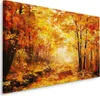 Muralo Leinwandbild Canvas Herbst WALD Gemälde Bäume Natur Produktbild-Vorschau 1