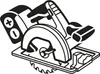 A black and white illustration of a circular saw. Voir les images du produit