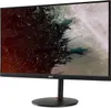 A black Acer monitor with a colorful abstract wallpaper displayed on its screen, shown from a side angle on a white background. Produktbild-Vorschau