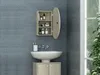 Badezimmer Hängeschrank oval mit Spiegel - Eichefarben - Produktbild-Vorschau 5