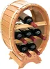 A wooden wine rack shaped like a barrel, holding six bottles of wine. Náhled obrázku produktu