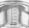 Close-up view of the inside of a stainless steel pot with volume markings. Produktbild-Vorschau