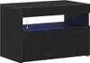 A black TV cabinet with a drawer and an open shelf with blue LED lighting. Podgląd zdjęcia produktu