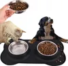Ecuelle double pour chiens et chats avec tapis antidérapant Voir les images du produit 4