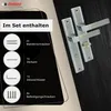 A product image showing door handles and a list of included accessories. Produktbild-Vorschau