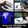 Collage of images showing a portable SSD being used with various devices like a smartphone, tablet, gaming console, and laptop. Produktbild-Vorschau