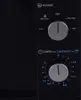 Close-up of the control panel of a black microwave oven. Voir les images du produit