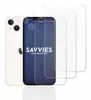A white iPhone with screen protectors and camera protectors laid out on a white background. Produktbild-Vorschau