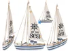 A collage of decorative wooden sailboats with LED lights. Produktbild-Vorschau
