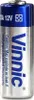 A close-up studio shot of a Vinnic 23A 12V battery against a white background. Voir les images du produit