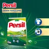 A bag of Persil laundry detergent is shown against a green, abstract background with radiating lines and water droplets. Icons representing a white t-shirt and a washing machine are displayed on the right side. Náhľad obrázku produktu