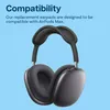 A pair of black headphones is shown against a light blue background. Text above the headphones describes their compatibility. Produktbild-Vorschau