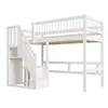 A white loft bed with stairs and railings, shown against a white background. Náhled obrázku produktu
