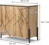A product shot of a wooden cabinet with dimensions indicated by measurement lines and text. Voir les images du produit