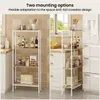 Collage of two images showing a shelf unit in a kitchen setting, highlighting two different mounting options. Produktbild-Vorschau